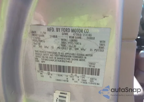 2010 Ford Escape Hybrid Limited from USA, damaged, VIN 1FMCU4K37AKB21402